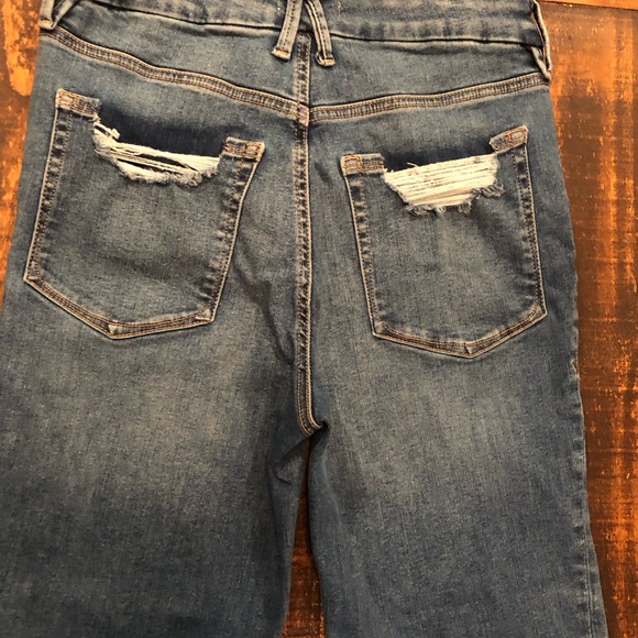 Good American Medium Blue Raw-Hem Crop Mini Boot Jeans - Picture 9 of 13